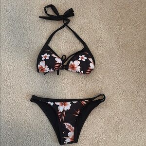 Floral Black Bikini Set